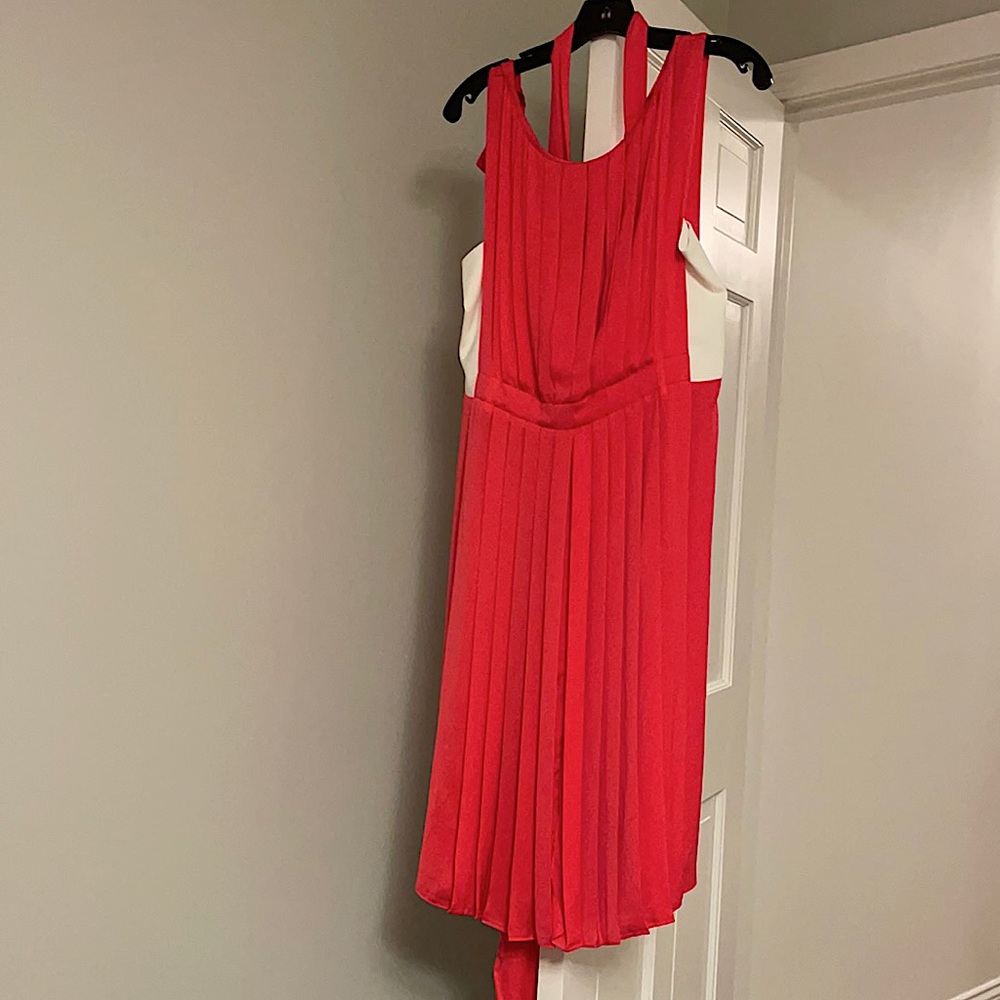 L’Agence soft red belted dress.